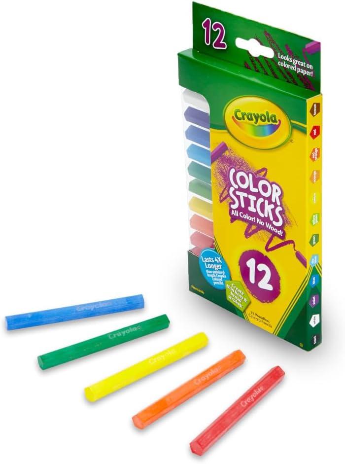imageCrayola Color Sticks 12 Count Woodless Colored Pencils Set for Kids Classroom Art Supplies Fine Lines ampamp Broad Strokes NonToxic