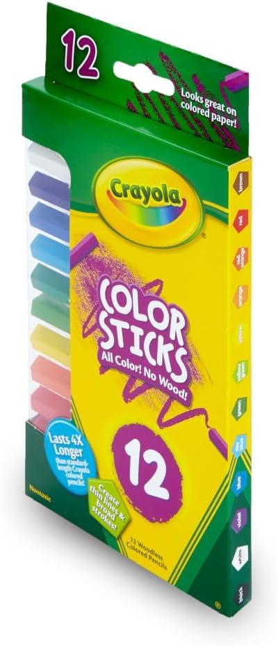 imageCrayola Color Sticks 12 Count Woodless Colored Pencils Set for Kids Classroom Art Supplies Fine Lines ampamp Broad Strokes NonToxic