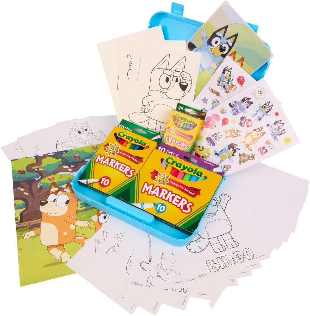 imageCrayola Color Wonder Bluey Activity Kit Mess Free Coloring for Toddlers Holiday ampamp Christmas Gifts for Kids Art Set for Kids Plane Essential Bluey Toys 3Art Case