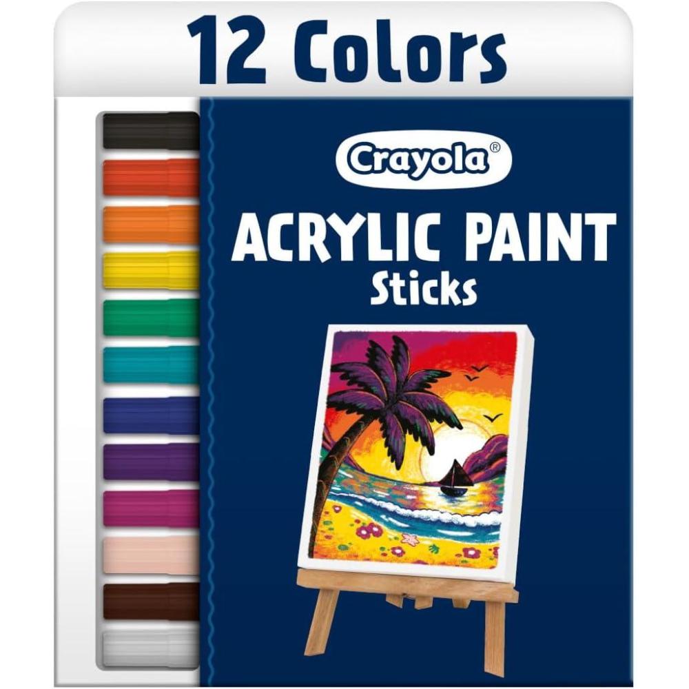 imageCrayola Acrylic Paint Doodle Sticks 12ct Acrylic Paint Marker Set for Kids Quick Dry MultiSurface Less Mess Kids Craft Supplies Ages 812 Count Pack of 1