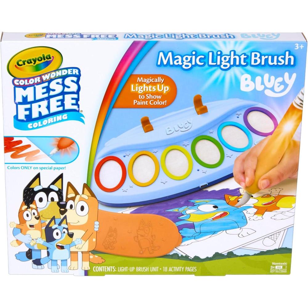 imageCrayola Color Wonder Bluey Activity Kit Mess Free Coloring for Toddlers Holiday ampamp Christmas Gifts for Kids Art Set for Kids Plane Essential Bluey Toys 3Bluey Magic Light Brush