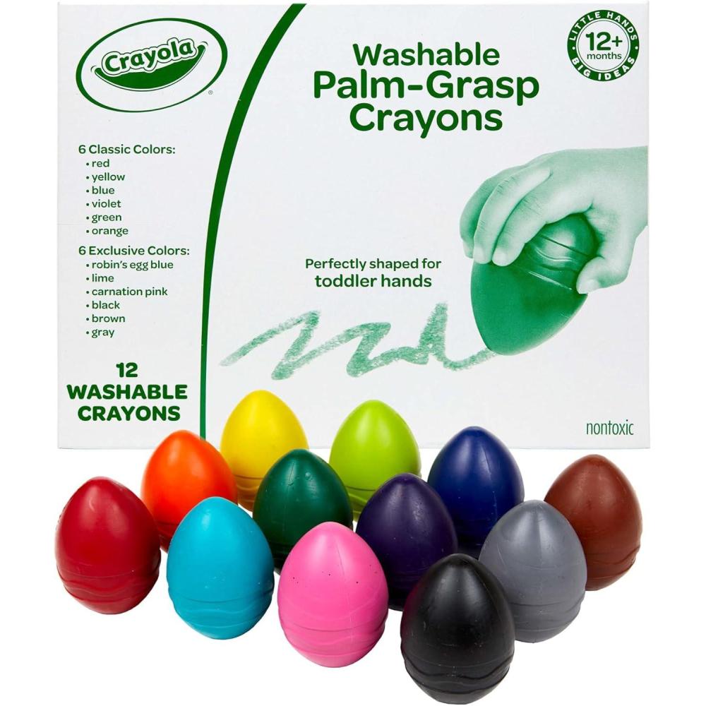 imageCrayola Large Egg Crayons 12ct Jumbo Washable Crayons for Toddlers Christmas Gifts for Grandkids Stocking Stuffers Preschool Art Supplies Ages 1