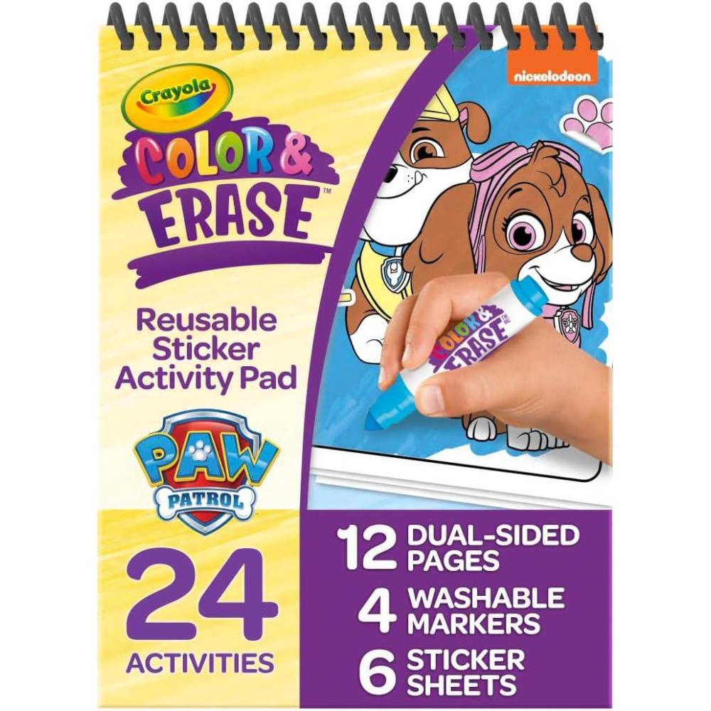 imageCrayola PAW Patrol Sticker Activity Pad 12 PAW Patrol Coloring Pages 100 Stickers Travel Activity PAW Patrol Toys Toddler GiftsColor  Erase