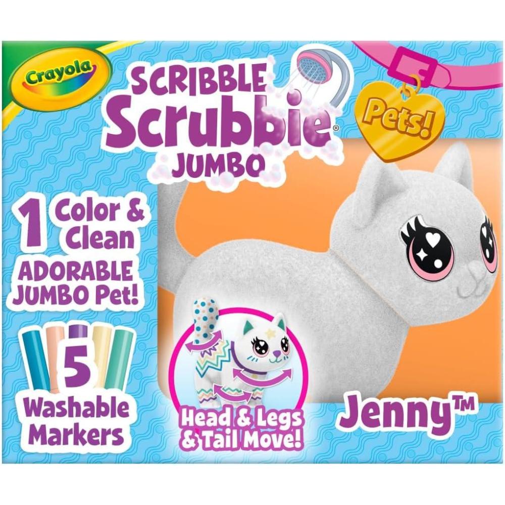 imageCrayola Scribble Scrubbie Jumbo Toy Cat Large Posable Animal for Kids Birthday Holiday for Girls ampamp Boys Washable Coloring ampamp Grooming Toy Ages 3Cat
