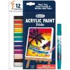 Crayola Acrylic Paint Doodle Sticks (12ct), Acrylic Paint Marker Set for Kids, Quick Dry, Multi-Surface, Less Mess, Kids Craft Supplies, Ages 8+(12 Count (Pack of 1))