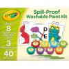 Crayola Spill Proof Paint Set (8ct), Stocking Stuffer & Holiday Gifts for Toddlers, Washable Toddler Paint Kit, With Brushes, Pots, Activity Pages, Ages 3+(Spill Proof Paint)