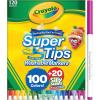 Crayola Super Tips & Silly Scents Washable Marker Set (120ct), Bulk Colored Markers for Coloring Books, Fine Tip, Conical, Water-Based Ink, Ideal for Kids’ Art Projects, Gifts