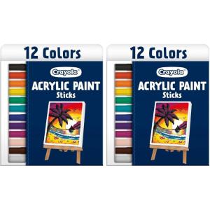 Crayola Acrylic Paint Doodle Sticks (12ct), Acrylic Paint Marker Set for Kids, Quick Dry, Multi-Surface, Less Mess, Kids Craft Supplies, Ages 8+(12 Count (Pack of 2))