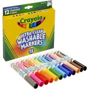 Crayola Broad Line Markers (12 Count), Washable Markers for Kids, Assorted Colors, Arts & Crafts Supplies, For Coloring Books & Art Projects, Ages 3+(12 Count (Pack of 1))