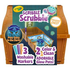 Crayola Scribble Scrubbie Pets Mega Set (25+ pcs), Reusable Pet Care Toy, Toys for Girls & Boys, Gift for Kids, Ages 3, 4, 5(Glow Ocean Pets)