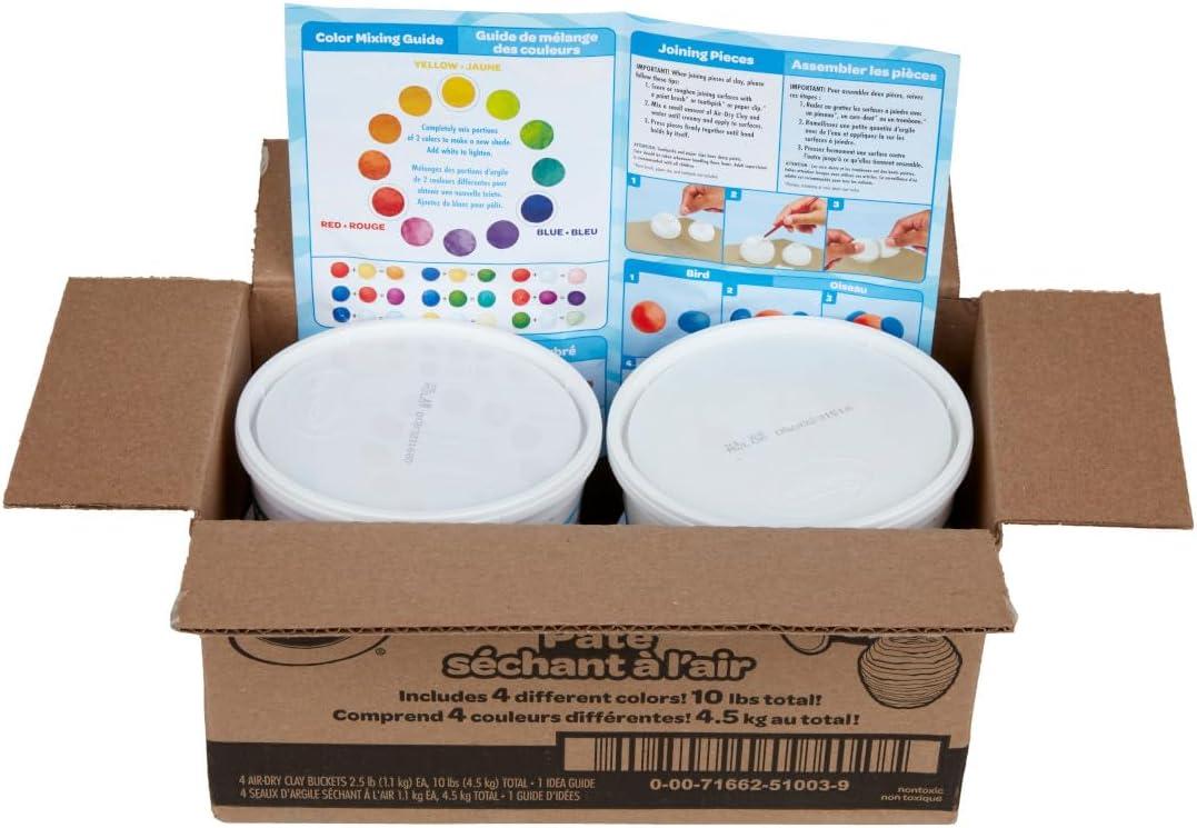 imageCrayola Air Dry Clay Classic Colors Bulk 4 Set of 25 lb Resealable Buckets Modeling Clay Alternative for Kids