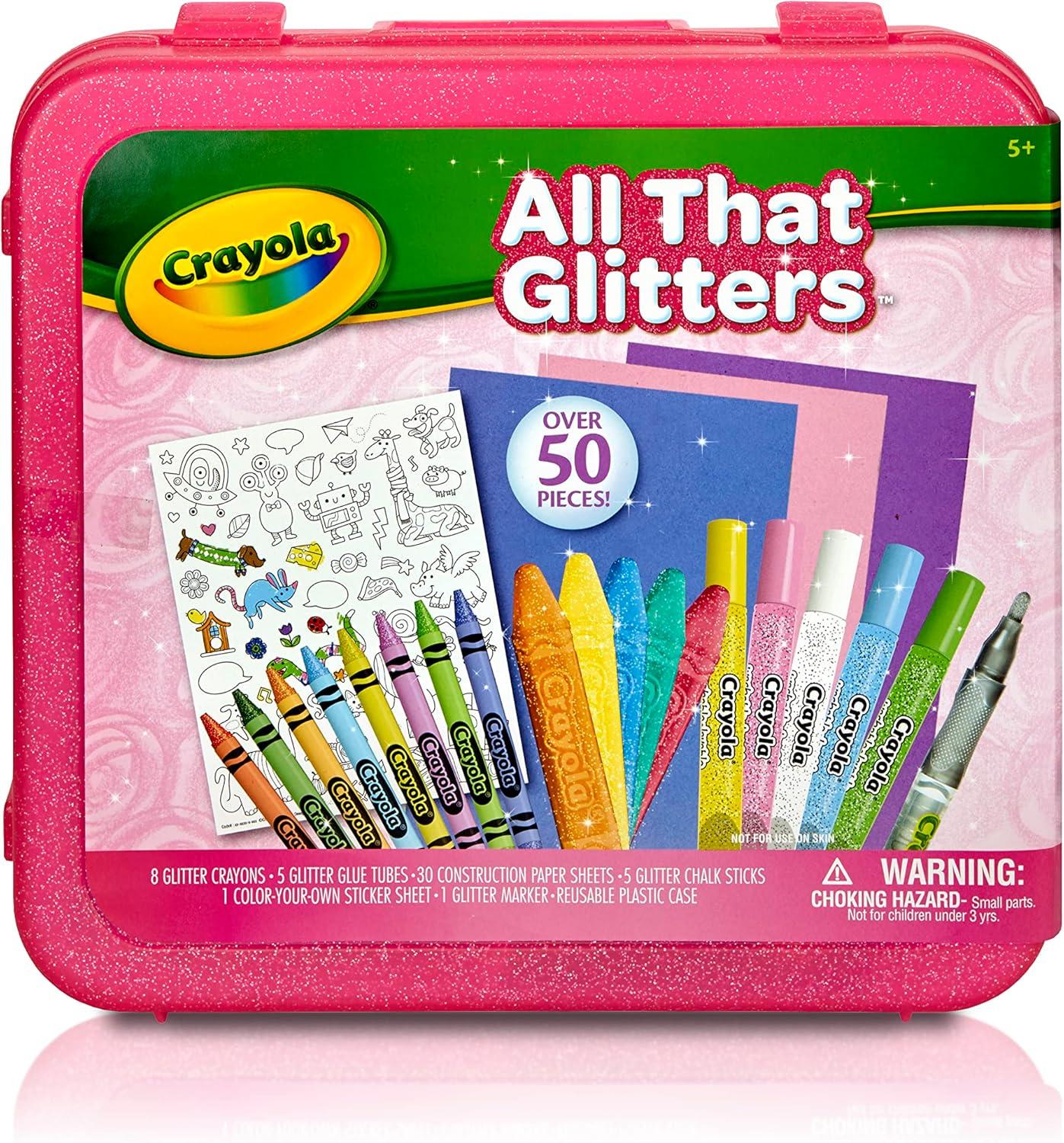 imageCrayola All That Glitters Art Case 50pcs Glitter Crayons ampamp Coloring Supplies Kids Art Set Gifts for Girls ampamp Boys Ages 5All That Glitter