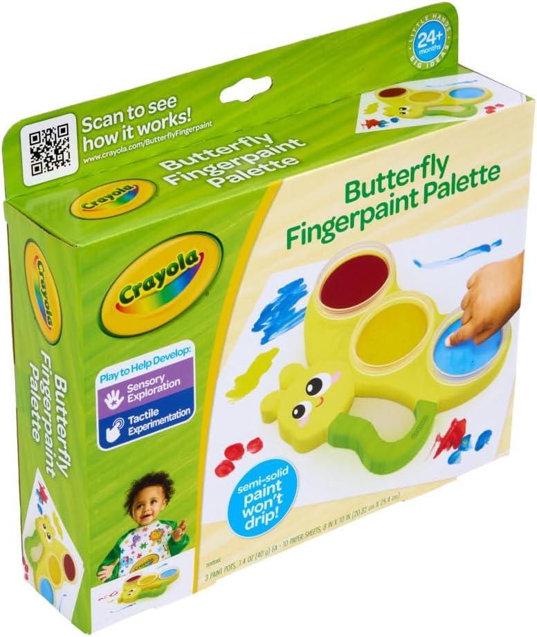 imageCrayola Butterfly Fingerpaint Pallette 3ct Washable ampamp Spillproof Fingerpaint for Toddlers Less Mess Paint Toddler Gift Ages 2