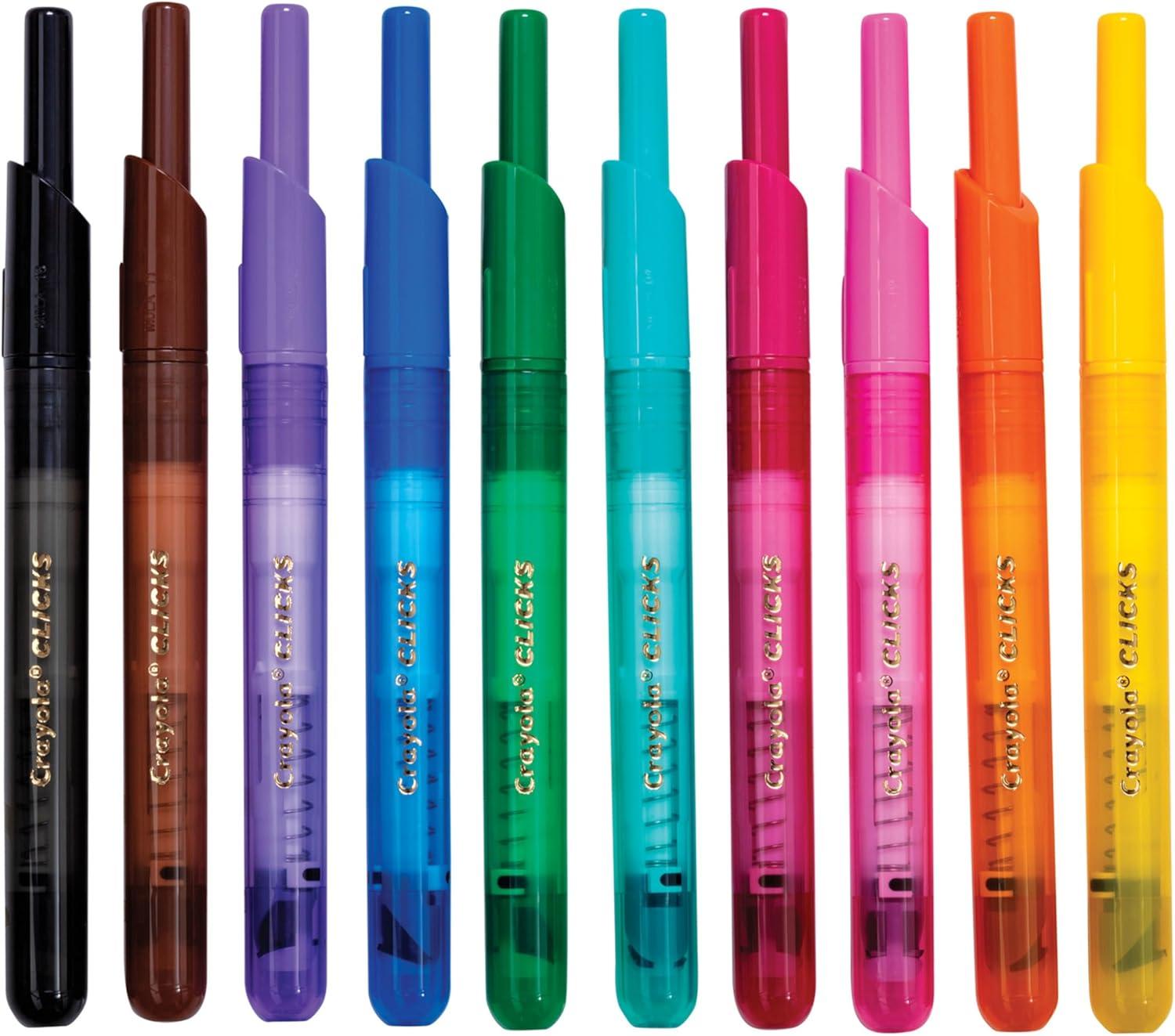 imageCrayola Clicks Retractable Tip Markers 10ct Stocking Stuffers for Kids ampamp Toddlers Cone Tip Washable Art Marker Set Coloring Book Supplies No Dry 3Classics