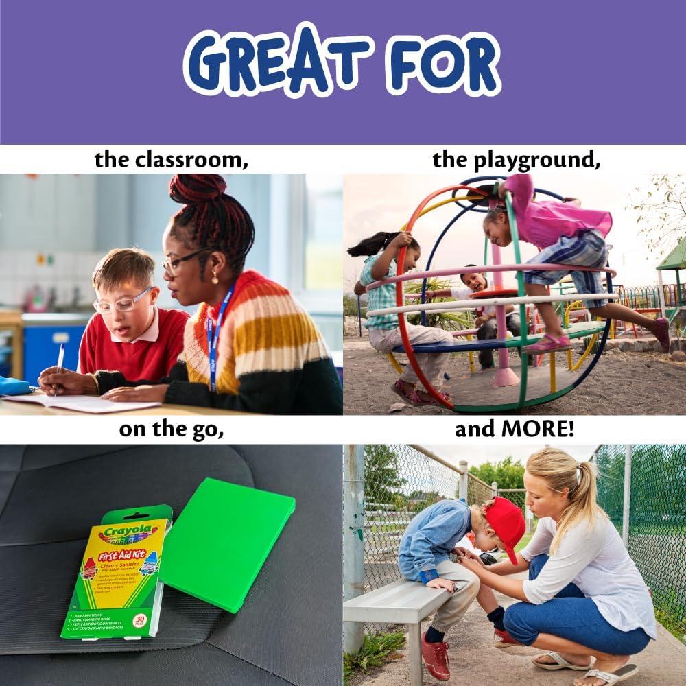 imageCrayola First Aid Kit 30 Pieces First Aid Kit for Kids ampamp Adults TravelFriendly Compact for Home Car Camping and Traveling