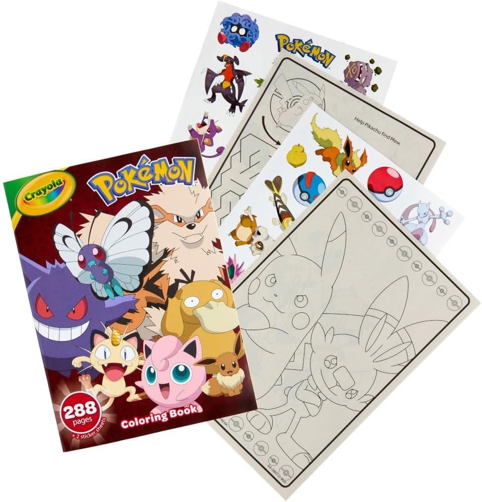 imageCrayola Giant Pokemon Coloring Book 288 Pages 2 Sticker Sheets Coloring Book for Kids ampamp Adults Travel Activity Pokemon Gift for Kids 3