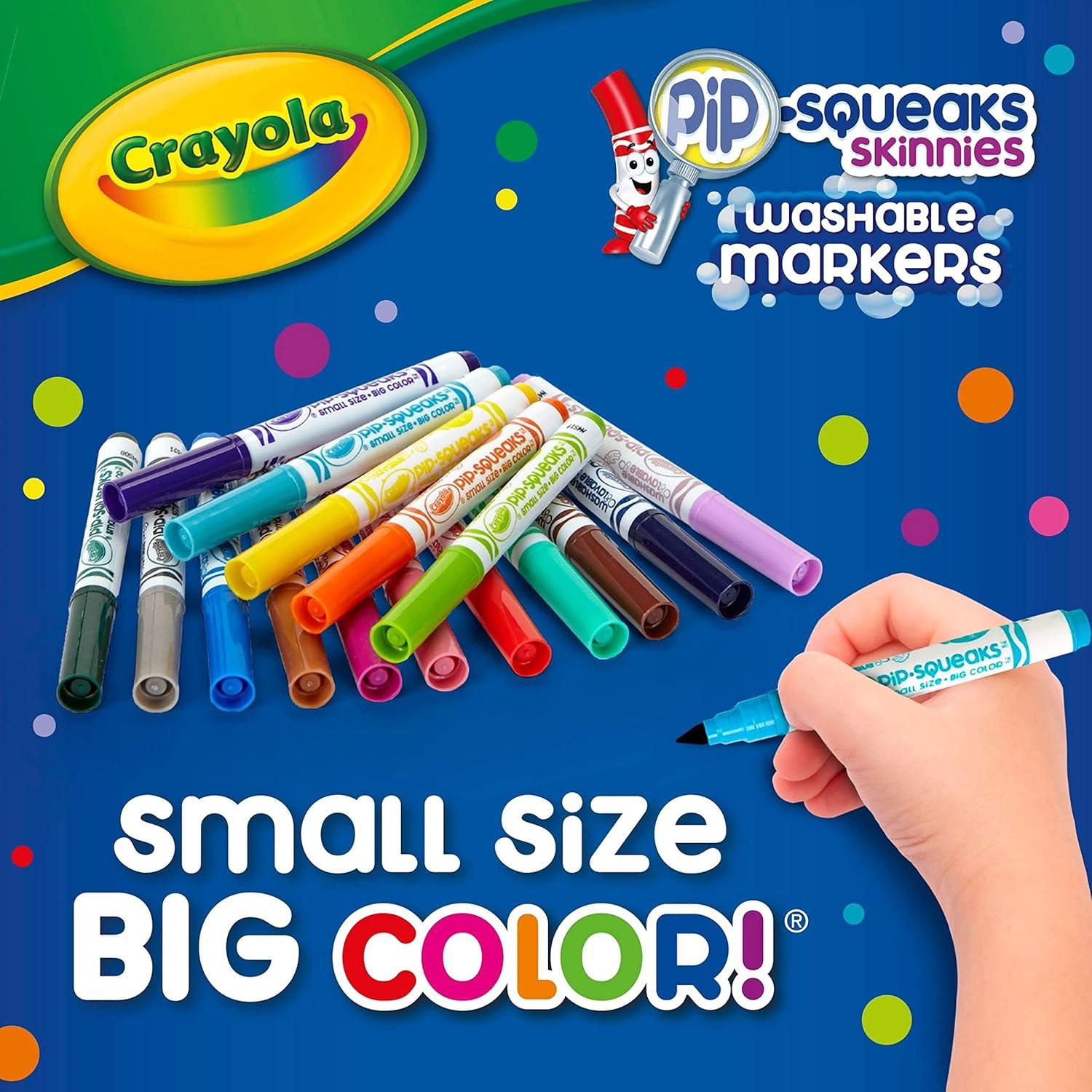 imageCrayola Pip Squeaks Skinnies Washable Marker Set 16ct Mini Markers for Toddlers Thin Coloring Markers for Kids Toddler Arts ampamp Craft Supplies1 Count Pack of 2