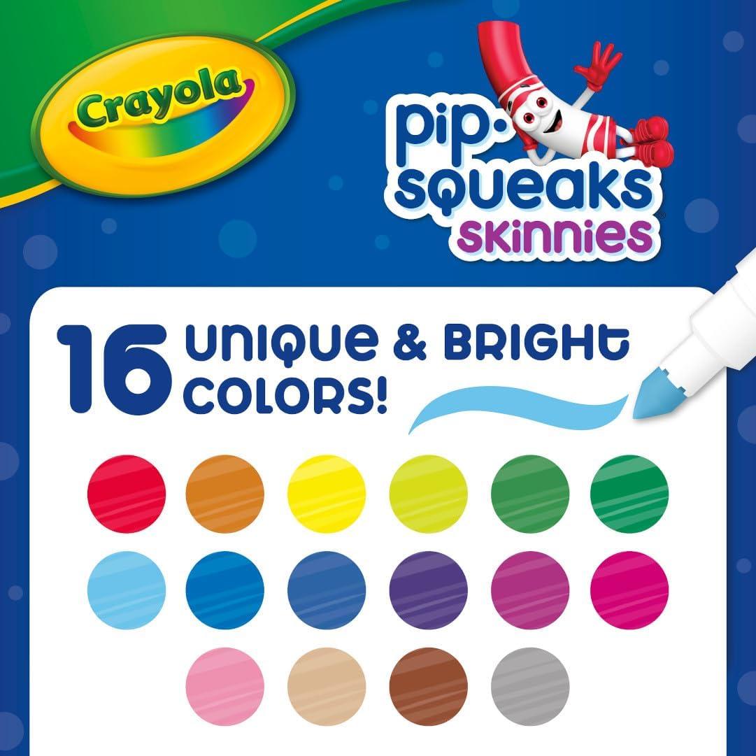 imageCrayola Pip Squeaks Skinnies Washable Marker Set 16ct Mini Markers for Toddlers Thin Coloring Markers for Kids Toddler Arts ampamp Craft Supplies16 Count Pack of 1