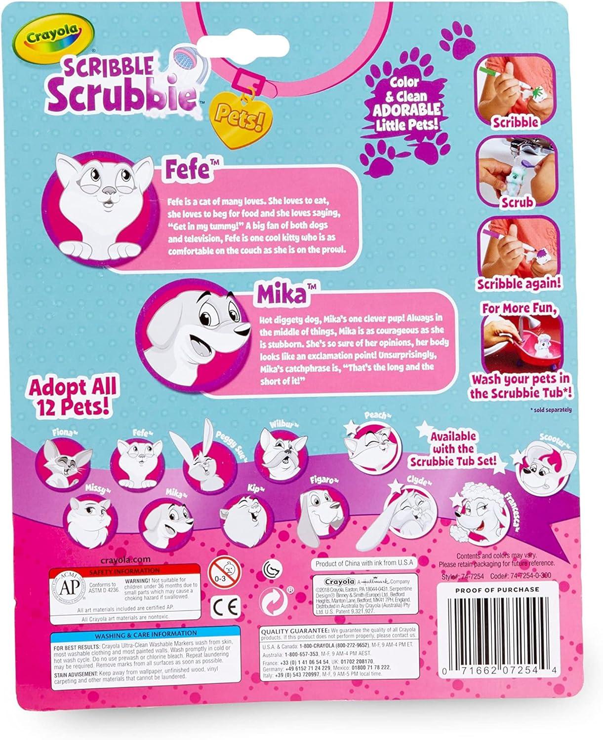 imageCrayola Scribble Scrubbie Safari 2 Pack Animal Toy Set Age 3Dog Cat
