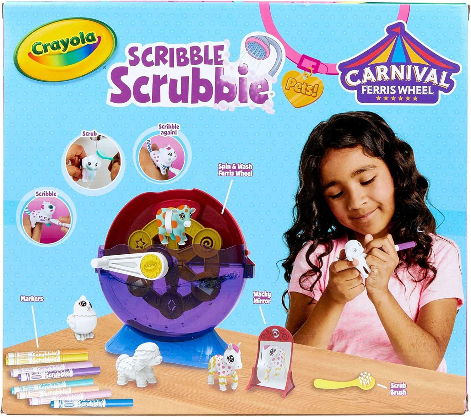 imageCrayola Scribble Scrubbie Safari 2 Pack Animal Toy Set Age 3Spin Wash Carnival