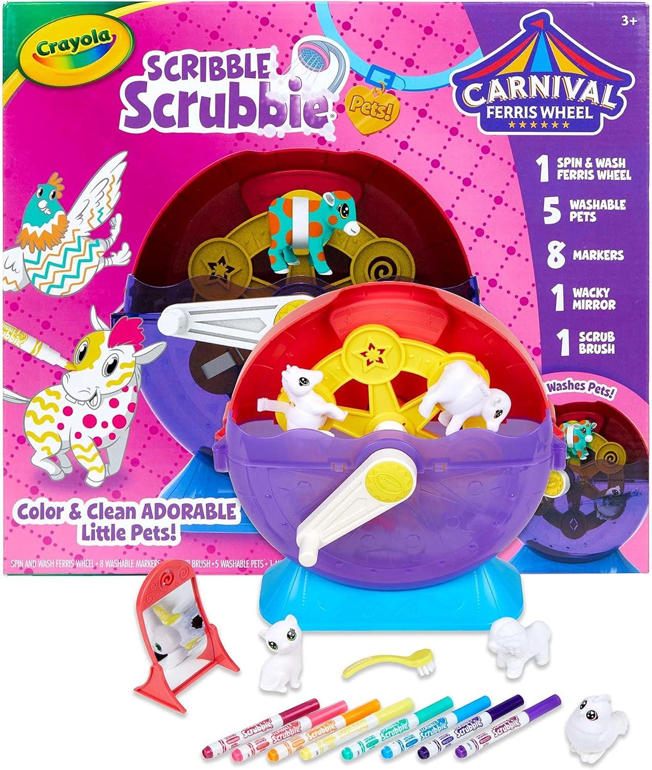 imageCrayola Scribble Scrubbie Safari 2 Pack Animal Toy Set Age 3Spin Wash Carnival