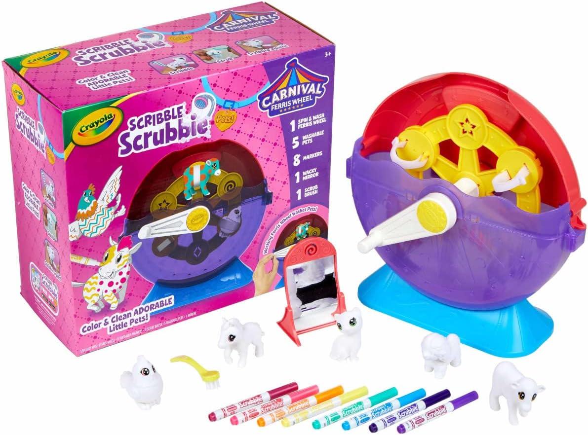 imageCrayola Scribble Scrubbie Safari 2 Pack Animal Toy Set Age 3Spin Wash Carnival