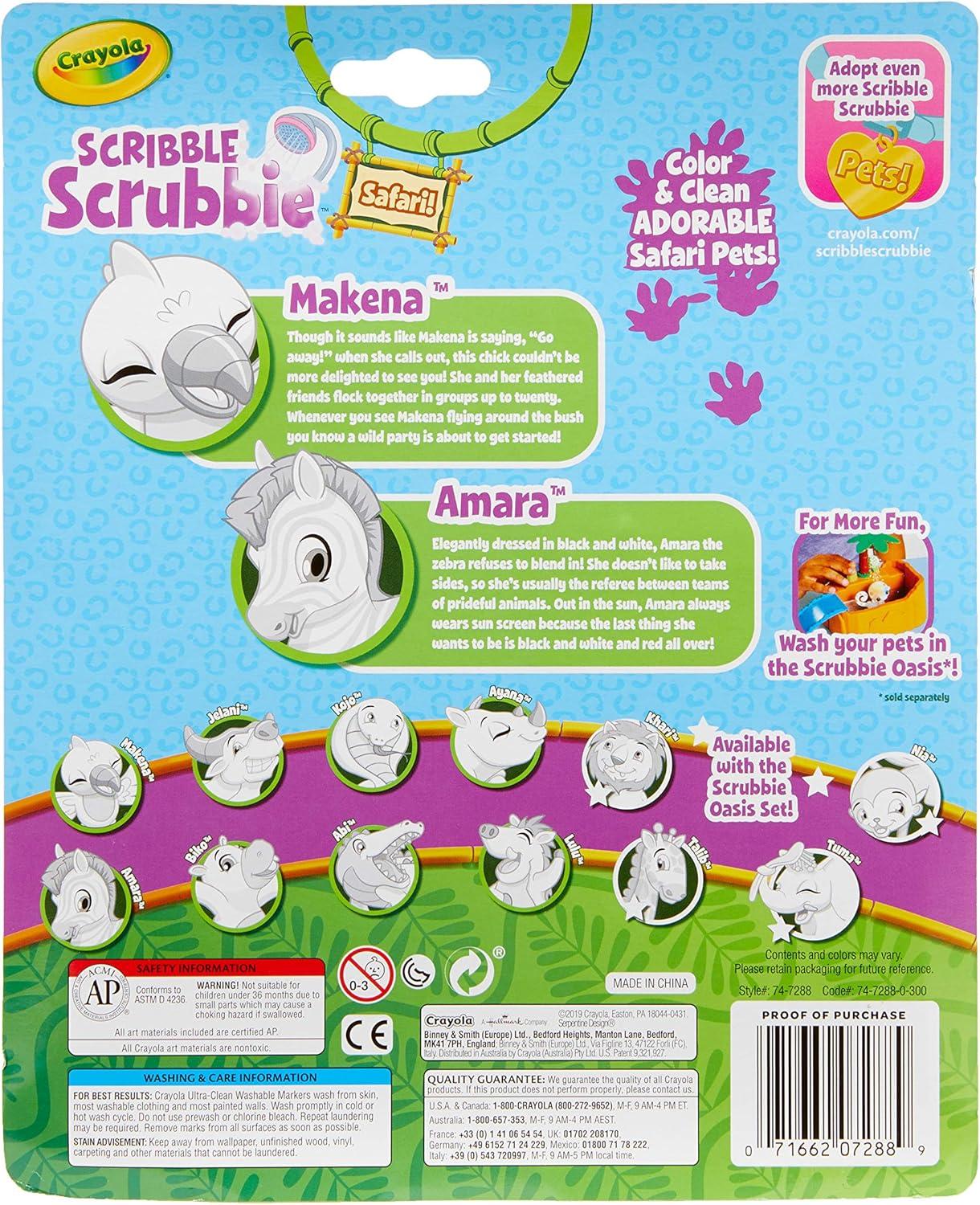 imageCrayola Scribble Scrubbie Safari 2 Pack Animal Toy Set Age 3Zebra and Bird