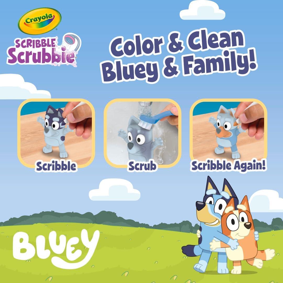 imageCrayola Scribble Scrubbies Bluey Poolside Playset 4ct Washable Bluey Toy Set for Kids Holiday for Toddlers with Bingo Chilli and Bandit Ages 3Deluxe