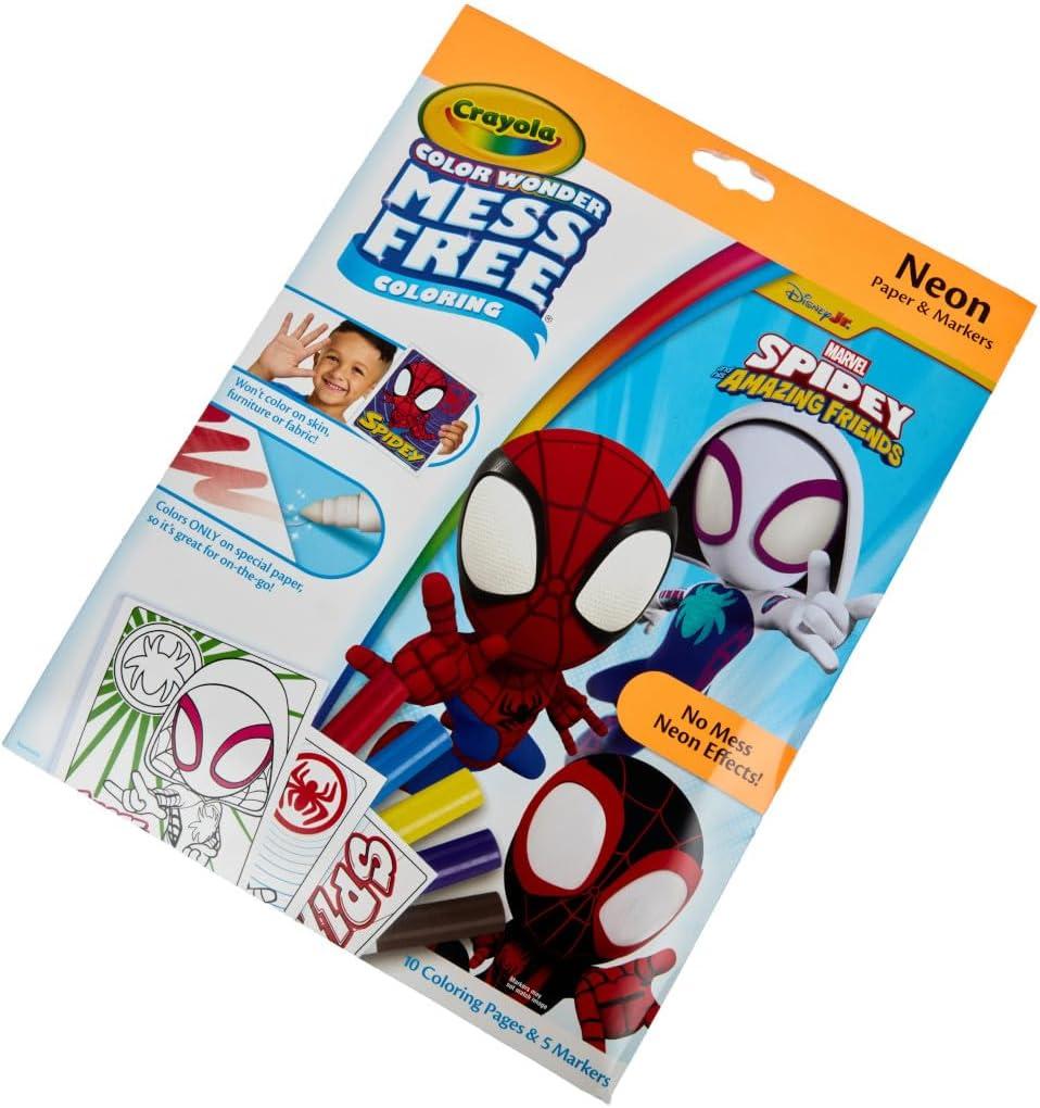 imageCrayola Spiderman Color Wonder Coloring Set 18 Spiderman Mess Free Coloring Pages for Toddlers Spiderman Toys Gifts for KidsNeon Box Set