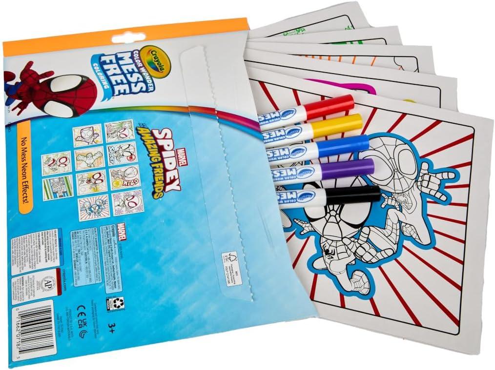 imageCrayola Spiderman Color Wonder Coloring Set 18 Spiderman Mess Free Coloring Pages for Toddlers Spiderman Toys Gifts for KidsNeon Box Set