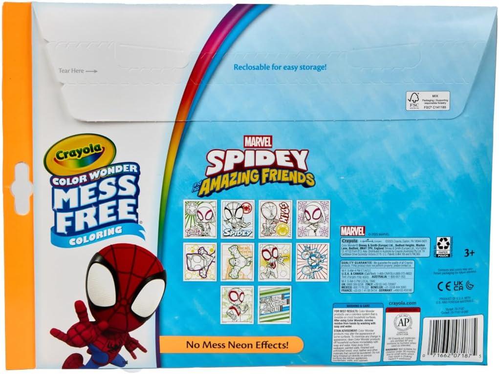 imageCrayola Spiderman Color Wonder Coloring Set 18 Spiderman Mess Free Coloring Pages for Toddlers Spiderman Toys Gifts for KidsNeon Box Set