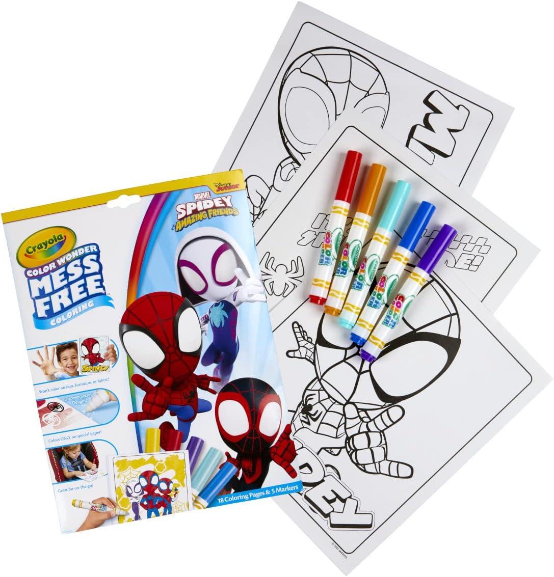 imageCrayola Spiderman Color Wonder Coloring Set 18 Spiderman Mess Free Coloring Pages for Toddlers Spiderman Toys Gifts for KidsSpidey Friends