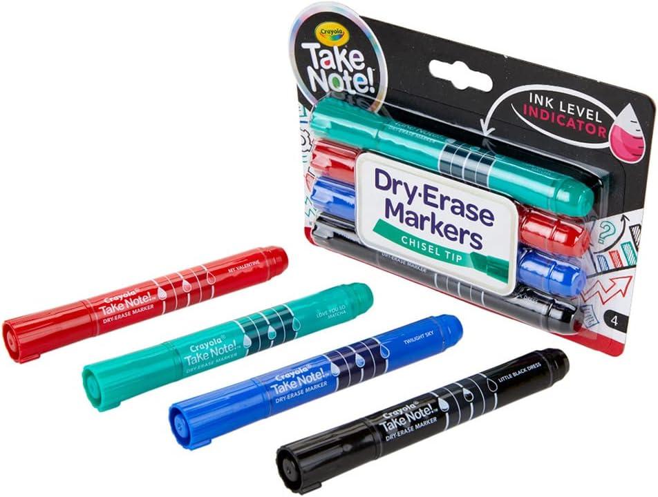 imageCrayola Take Note Chisel Tip Dry Erase Markers Kids at Home Activities Broad Line Multicolor 4 CountBroad Line Multicolor