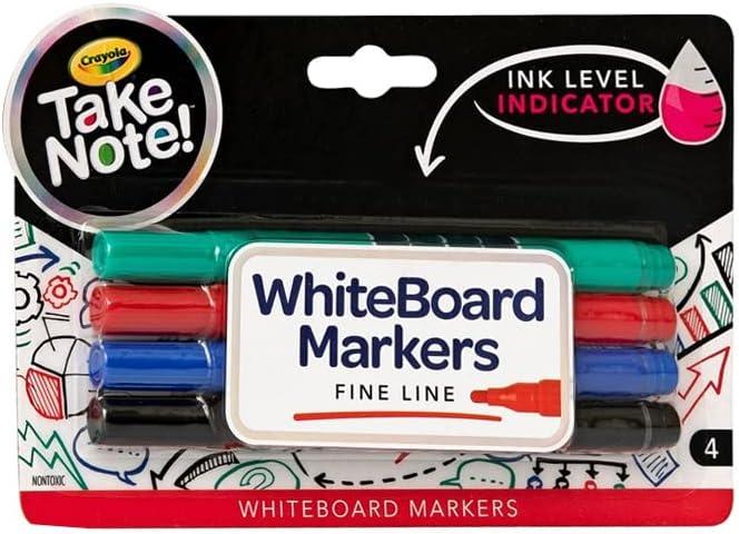 imageCrayola Take Note Chisel Tip Dry Erase Markers Kids at Home Activities Broad Line Multicolor 4 CountFine Line Multicolor