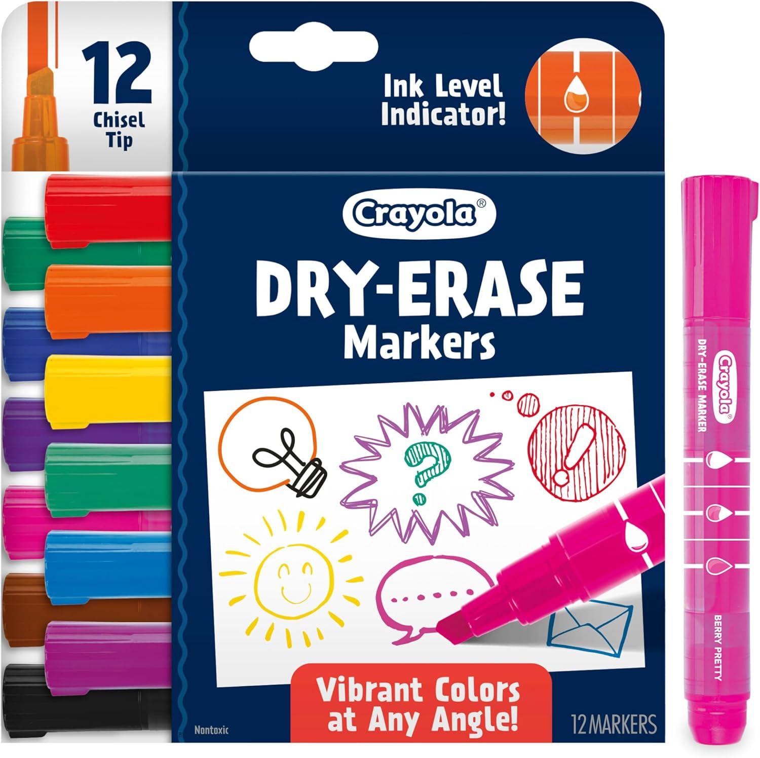 imageCrayola Take Note Dry Erase Markers for School 12ct Teacher Supplies Chisel Tip Whiteboard Markers Essential Classroom Must Haves Low OdorDry Erase Markers