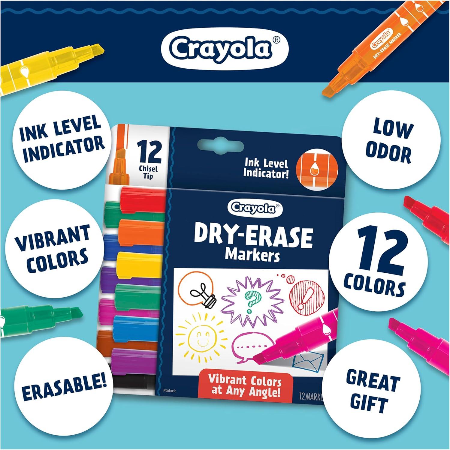 imageCrayola Take Note Dry Erase Markers for School 12ct Teacher Supplies Chisel Tip Whiteboard Markers Essential Classroom Must Haves Low OdorHighlighters