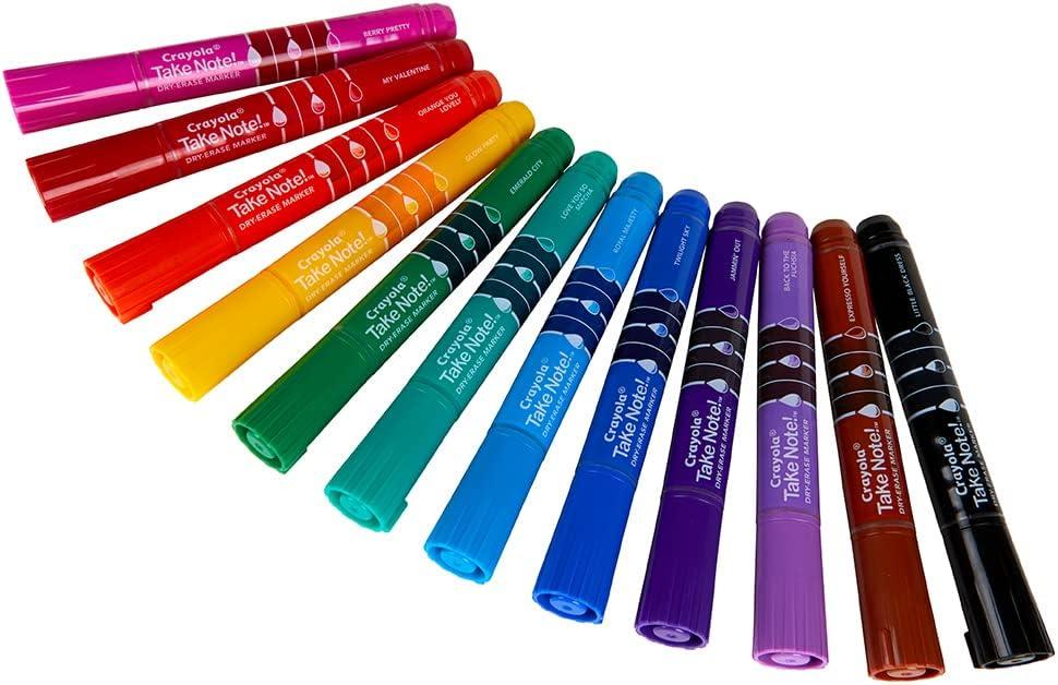 imageCrayola Take Note Dry Erase Markers for School 12ct Teacher Supplies Chisel Tip Whiteboard Markers Essential Classroom Must Haves Low OdorHighlighters