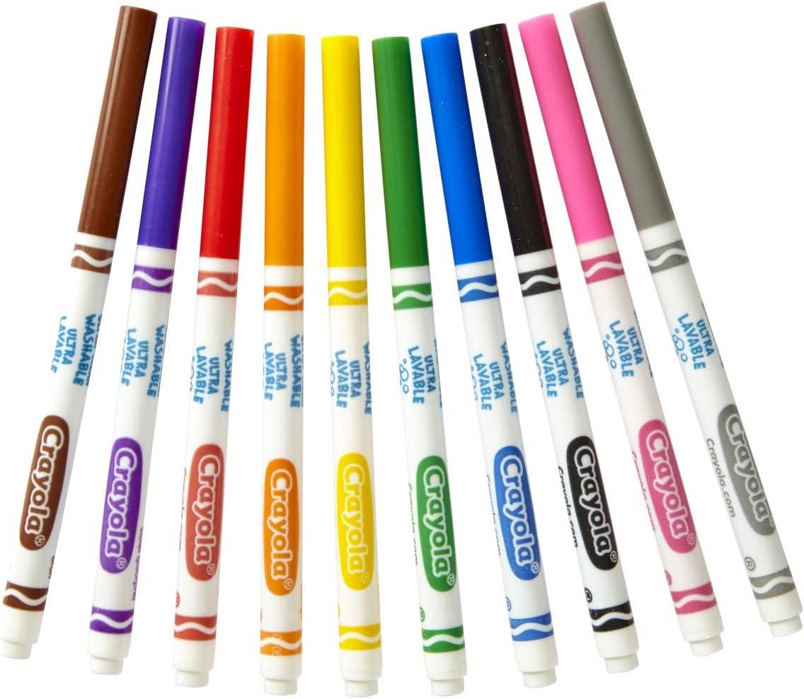 imageCrayola Ultra Clean Washable Markers 12 Pack 10ct Bulk Fine Line Markers for Classrooms Kids Nontoxic