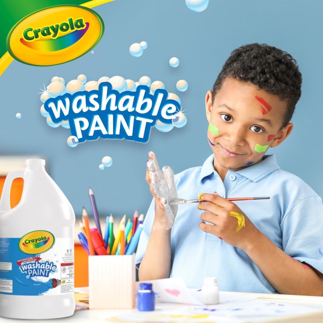 imageCrayola Washable Paint 1 Gallon White Paint Bulk Classroom Supplies for Teachers Washable Paint for Kids Nontoxic 3White
