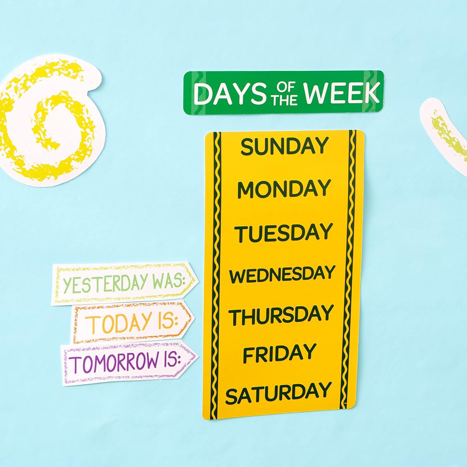 imageEureka Crayola Colors and Shapes Classroom Calendar Bulletin Board Set for Teachers 28 Pieces