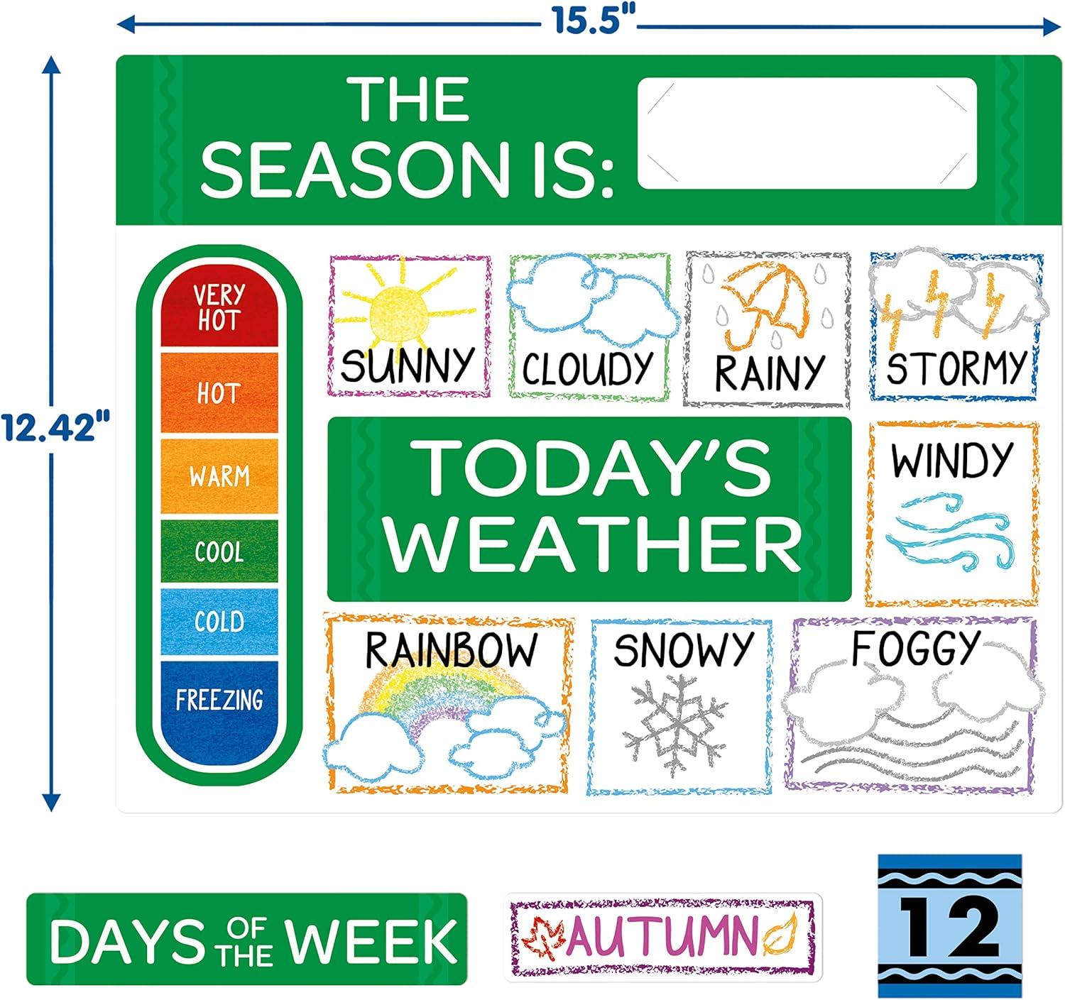 imageEureka Crayola Colors and Shapes Classroom Calendar Bulletin Board Set for Teachers 28 Pieces