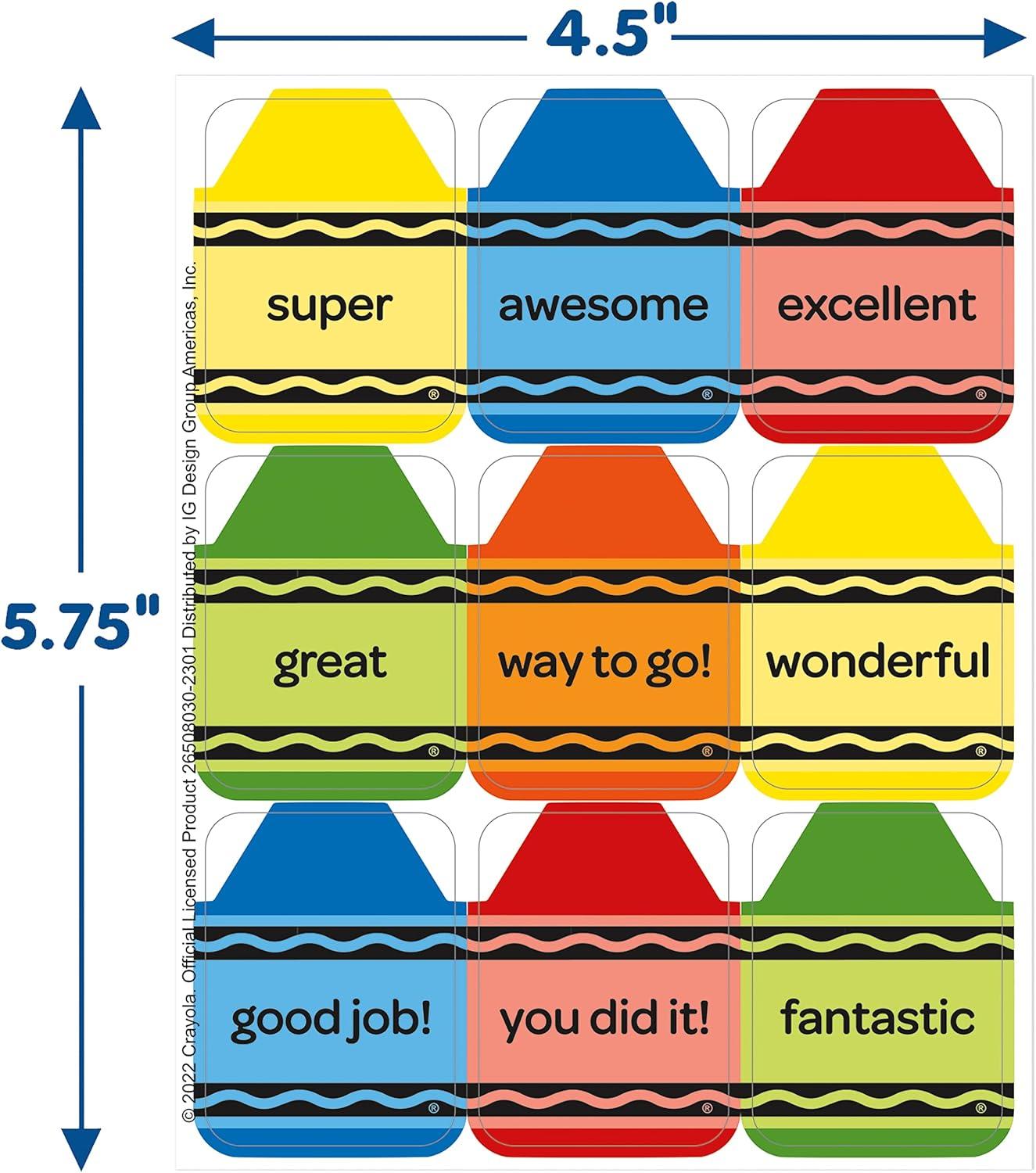 imageEureka Crayola Crayons Extra Large Stickers for Kids and Teachers Multicolor 36 Pieces