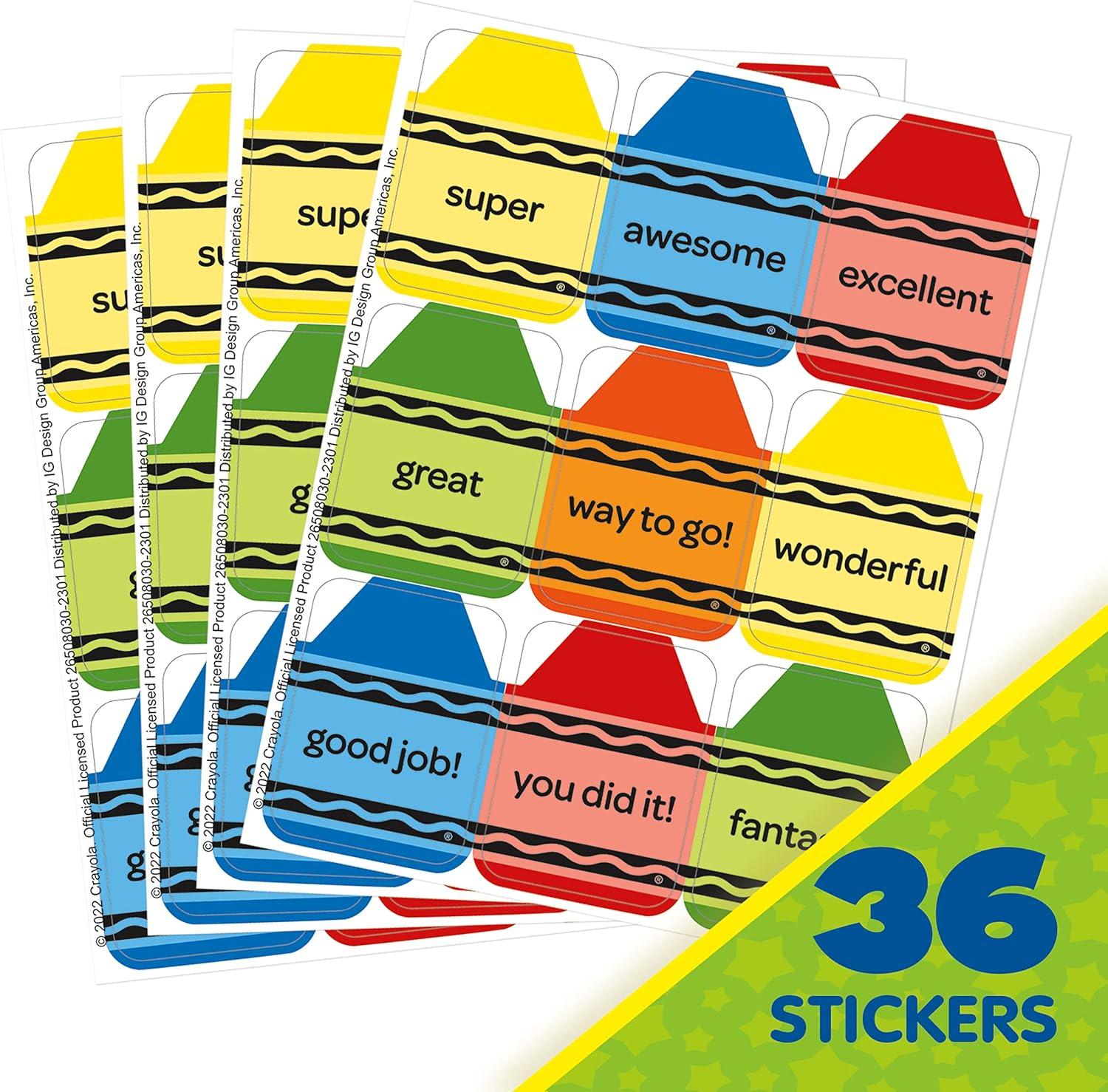 imageEureka Crayola Crayons Extra Large Stickers for Kids and Teachers Multicolor 36 Pieces