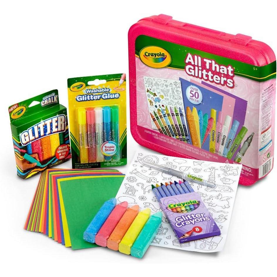 imageCrayola All That Glitters Art Case 50pcs Glitter Crayons ampamp Coloring Supplies Kids Art Set Gifts for Girls ampamp Boys Ages 5All That Glitter