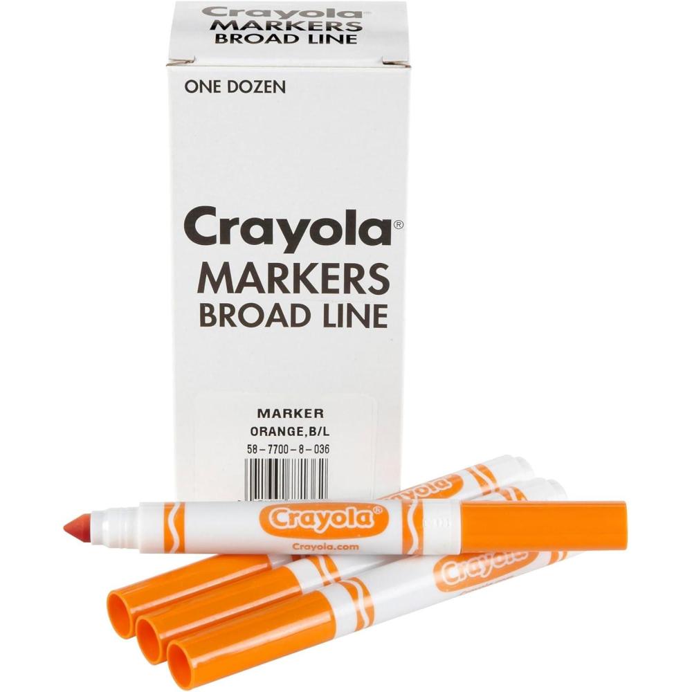 imageCrayola Broad Line Markers Black 12ct Markers for Kids Bulk School Supplies for Teachers Nontoxic Marker Refill with Reusable BoxOrange