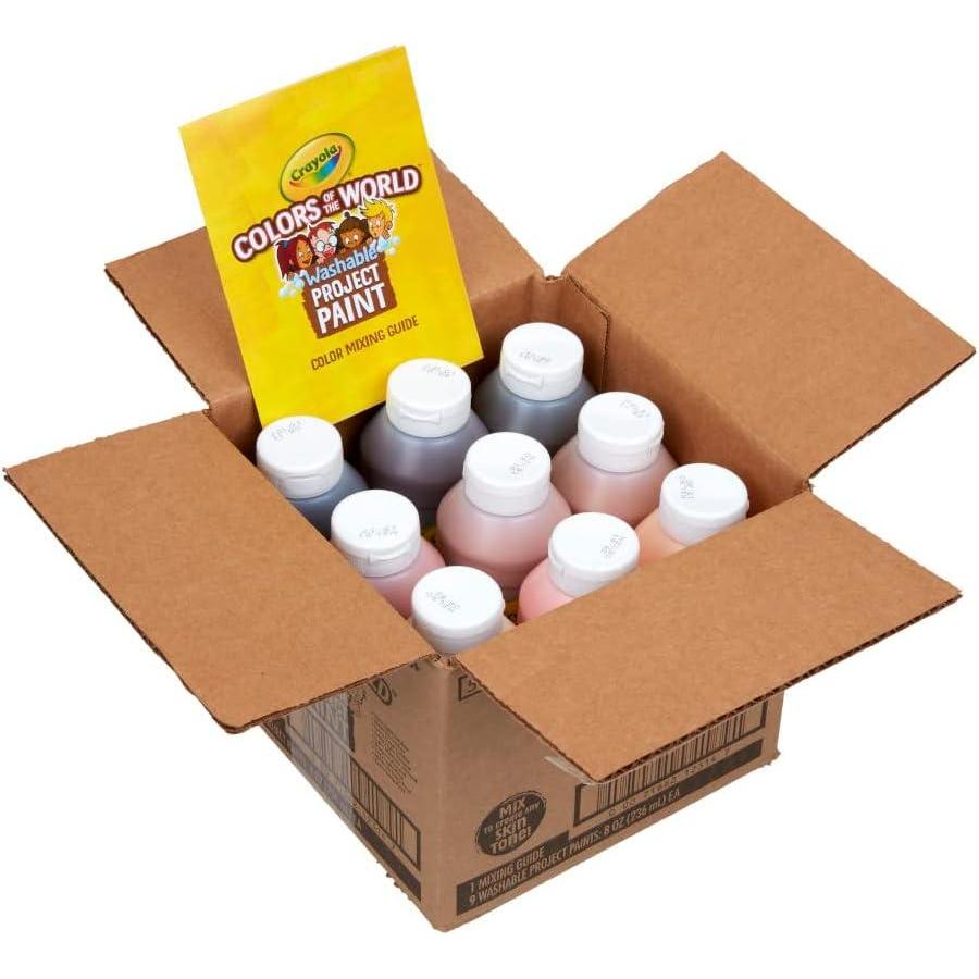 imageCrayola Colors Of The World Washable Paint  8oz 9ct Bulk Skin Tone Paint Kids Arts ampamp Crafts Supplies For Teachers ampamp Classrooms