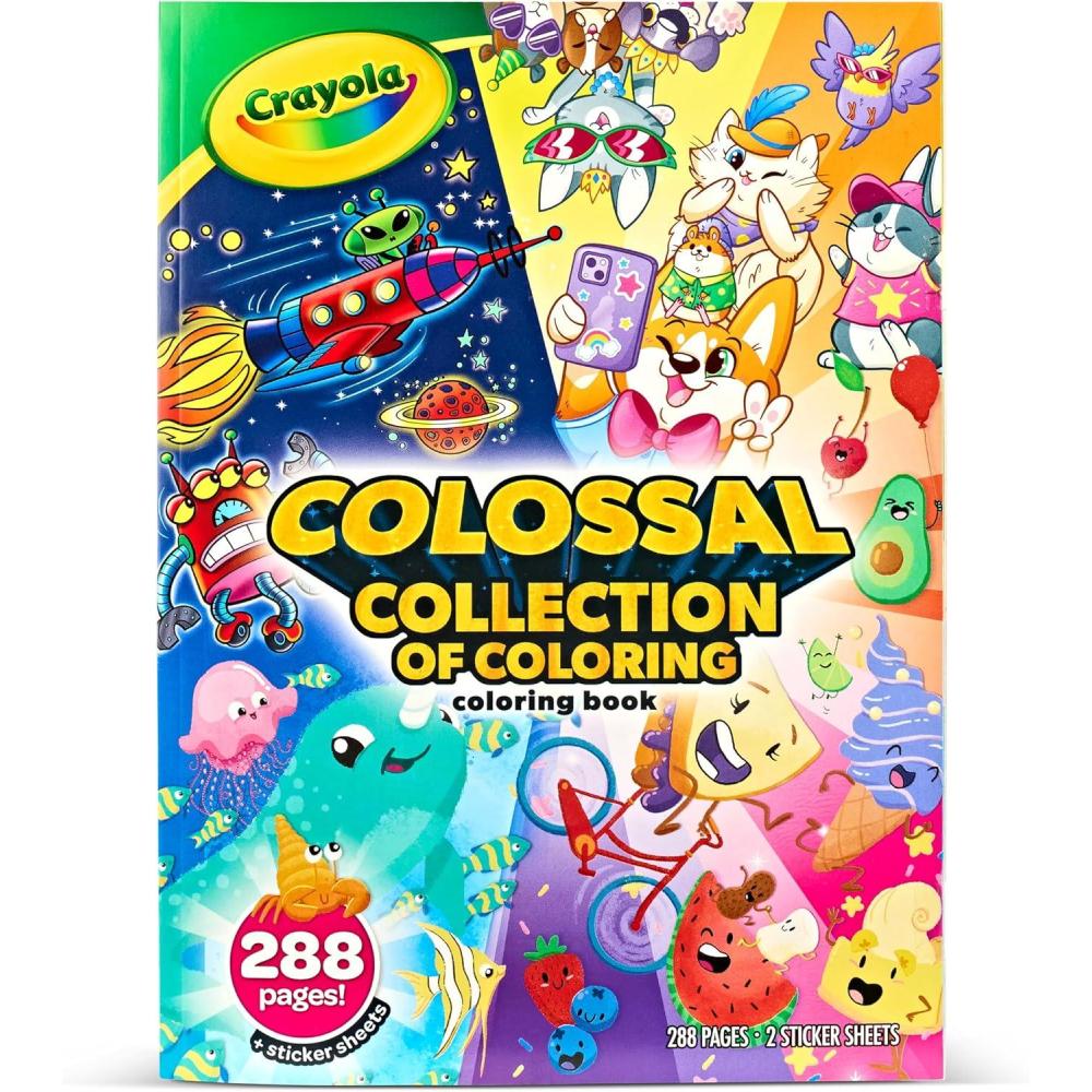 imageCrayola Colossal Collection of Coloring 288 Coloring Book Pages 2 Sticker Sheets Coloring Book for Kids ampamp Adults Toddler Travel Activity 3