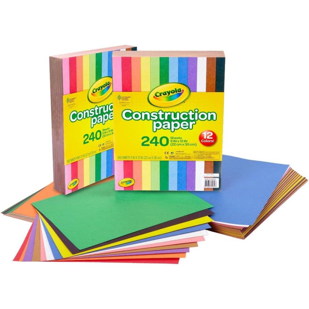 imageCrayola Construction Paper Bulk Pack 480 Sheets  10 Assorted Colors 9x12 Classroom Arts ampamp Crafts Supplies for Kids Art Paper for School ProjectsConstruction Paper