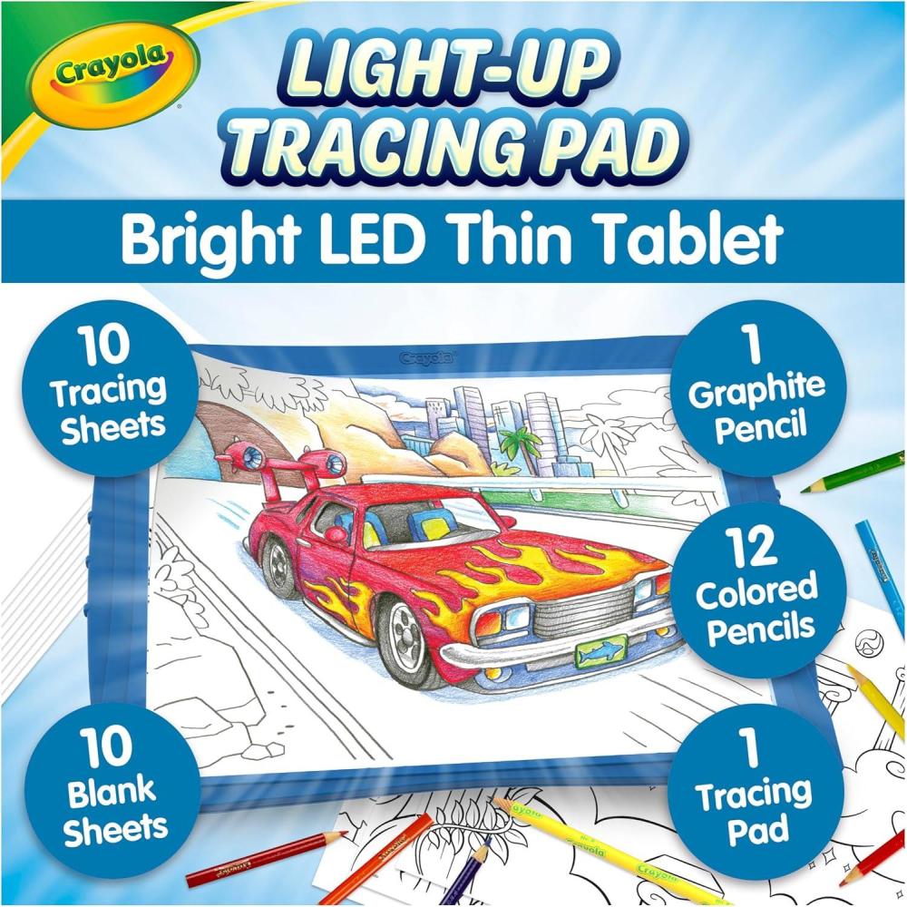 imageCrayola Light Up Tracing Pad  Blue Drawing ampamp Tracing Projector for Kids Holiday ampamp Christmas Gifts for Girls ampamp Boys Sketching Light Box Table Toys for Kids Ages 6Blue