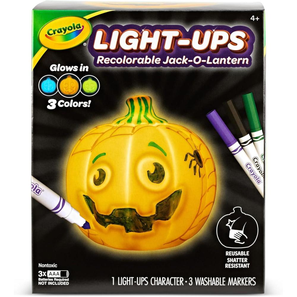 imageCrayola LightUps  JackOLantern Reusable Light Up Pumpkin Toy Halloween Craft Cute Glow in The Dark Decor ampamp Night Light Halloween Toy Ages 4 5 6Light Ups JackOLantern